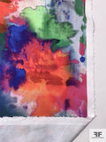 Abstract Watercolor Printed Stretch Fine Cotton Twill - Multicolor