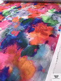Abstract Watercolor Printed Stretch Fine Cotton Twill - Multicolor