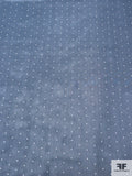 Pin Dot Printed Stretch Netting - Smoky Blue / White