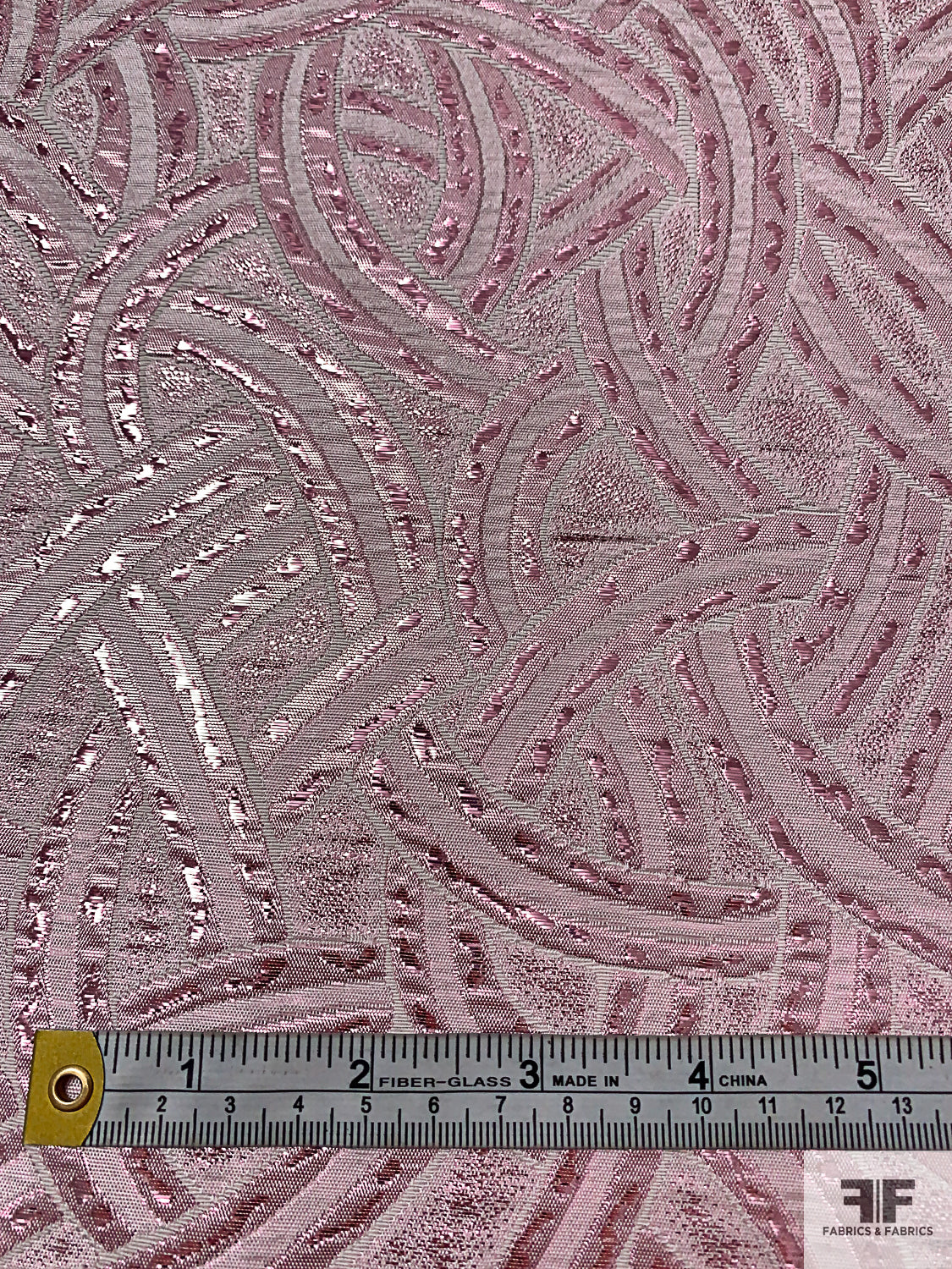 Italian Interlinked Design Metallic Brocade - Metallic Lavender-Rose ...