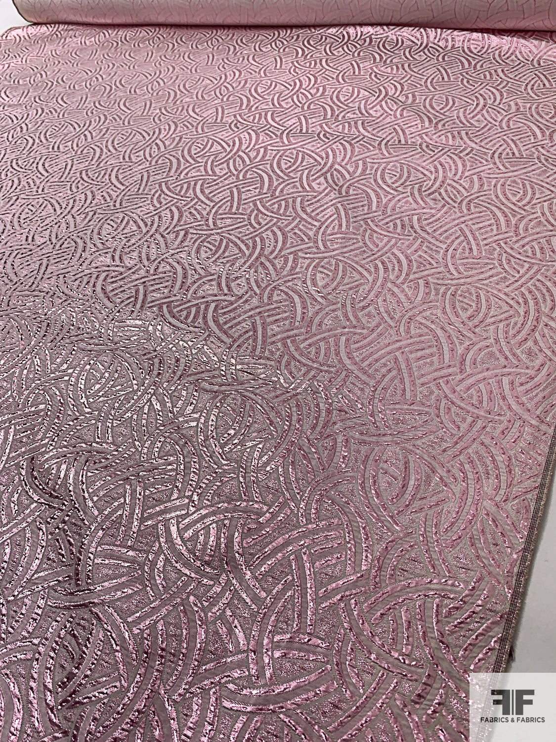 Italian Interlinked Design Metallic Brocade - Metallic Lavender-Rose ...