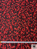 Italian Floral Textured Cloqué Brocade - Hot Coral / Red / Wine / Black