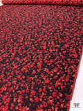 Italian Floral Textured Cloqué Brocade - Hot Coral / Red / Wine / Black