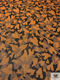 Swiss Abstract Basketweave Metallic Brocade Suiting - Orange / Gold / Black / Brown