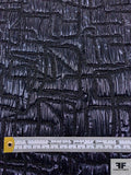 French Textured Metallic  Brocade - Midnight Navy / Black