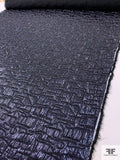 French Textured Metallic  Brocade - Midnight Navy / Black