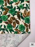 Italian Floral Printed Brocade - Greens / Browns / Ivory