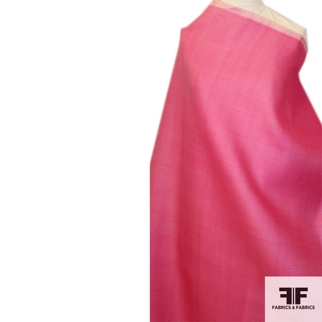 Pink Glen Plaid Printed Silk Gazar Fabrics & Fabrics