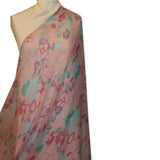 Abstract Floral Printed Silk Chiffon - Pink - Fabrics & Fabrics NY