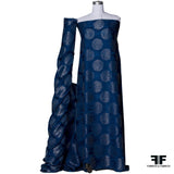 Italian Novelty Silk Jacquard with Lurex Circle Design - Blue