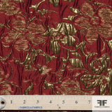 Floral Metallic Brocade fabric in Red/Gold