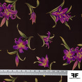 Floral Printed Silk Georgette - Brown/Magenta
