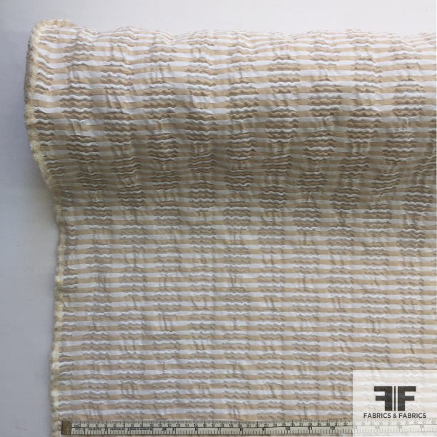 Striped Novelty Cotton - White/Beige