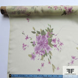Purple/Green Floral Printed Silk Chiffon - Fabrics & Fabrics