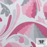 Abstract Printed Silk Chiffon - Grey/Pink