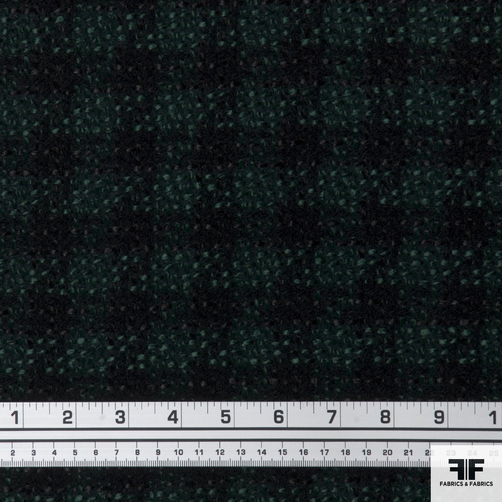 Checkered Wool Suiting - Green/Black - Fabrics & Fabrics NY