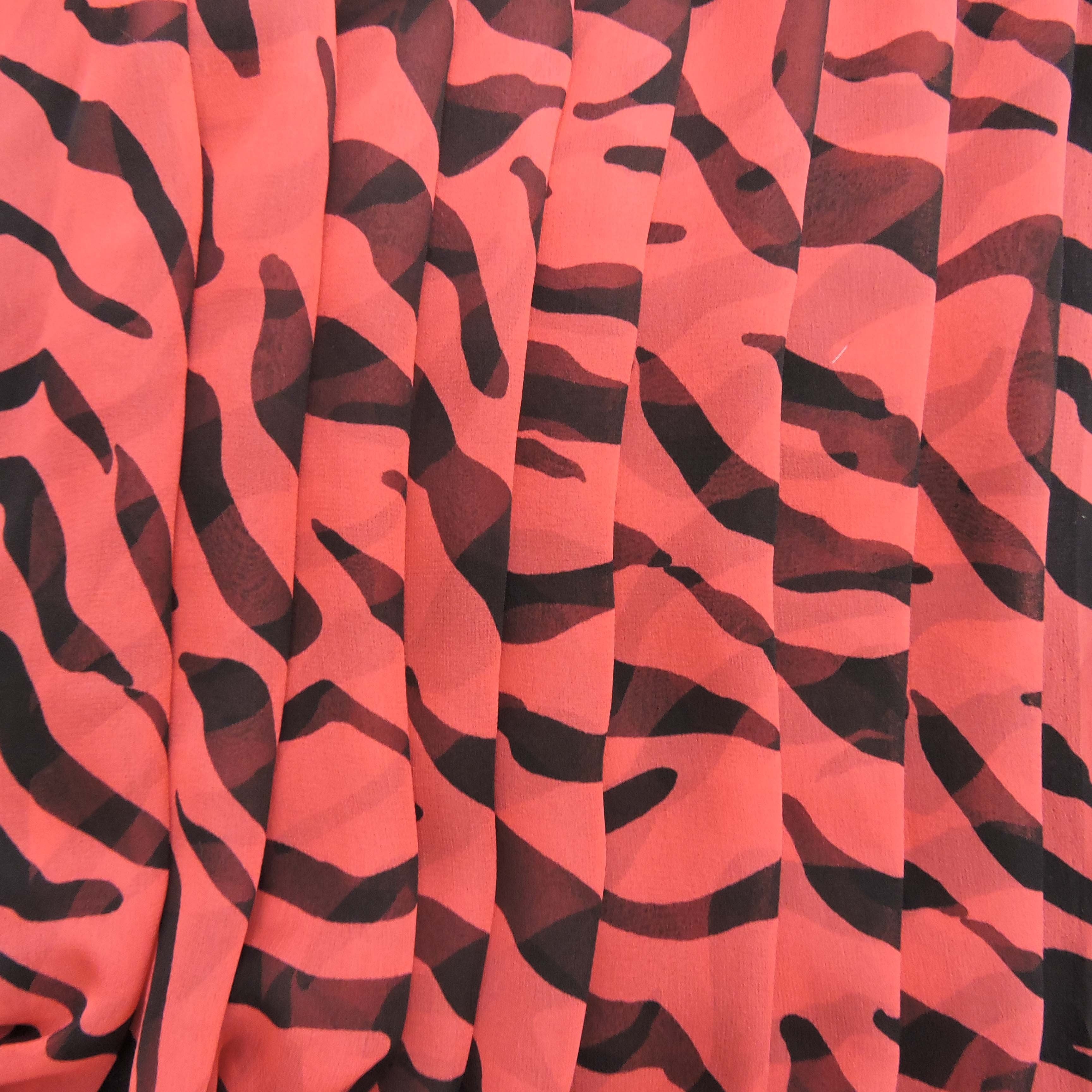 Zebra Printed Silk Chiffon - Pink/Black