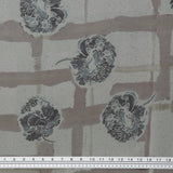 Striped & Floral Printed Silk Chiffon - Taupe/Grey/Cream