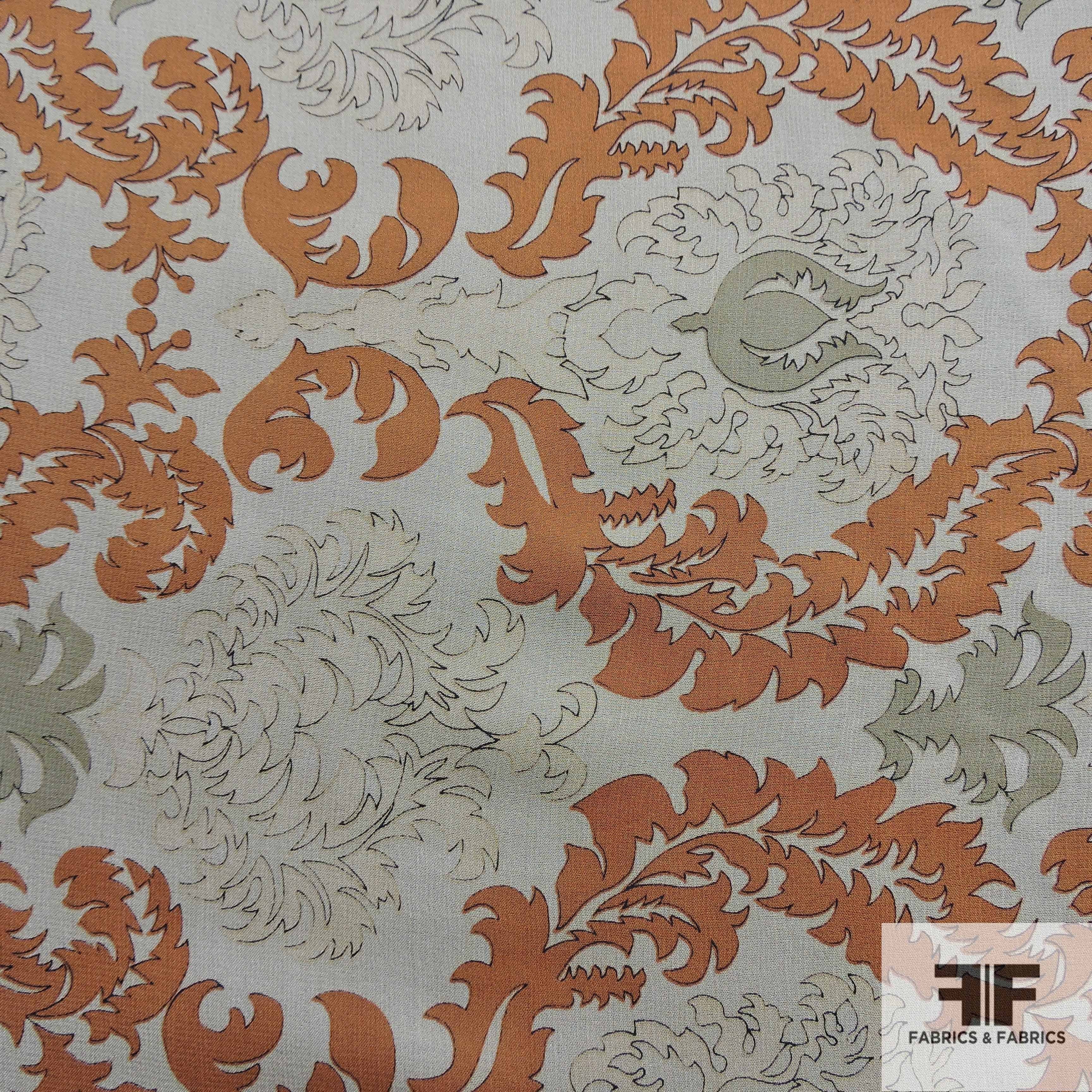Damask Printed Silk Chiffon - Multicolor - Fabrics & Fabrics NY