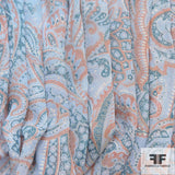 Paisley Printed Silk Chiffon - Orange/Blue