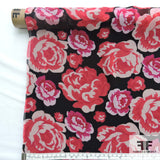 Floral Print Silk Chiffon - Red/Pink/Black