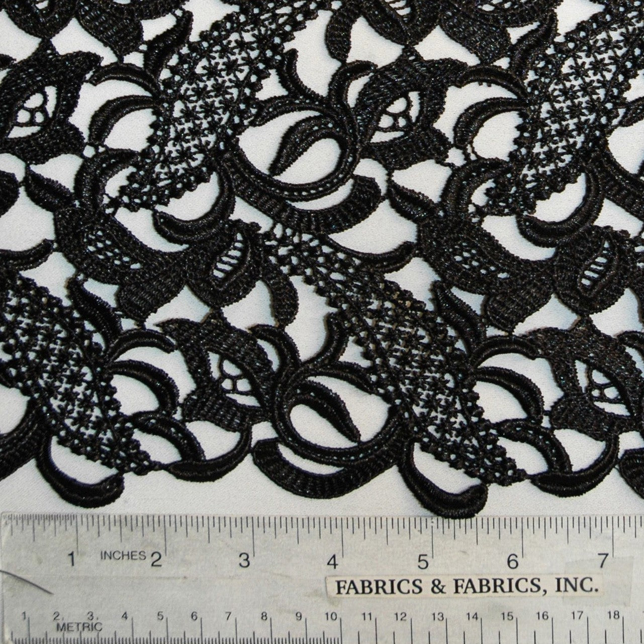 Floral Arabesque Guipure Lace - Black - Fabrics & Fabrics NY