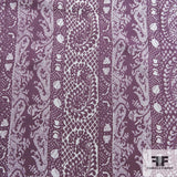 Striped Multi Printed Silk Chiffon - Purple/White