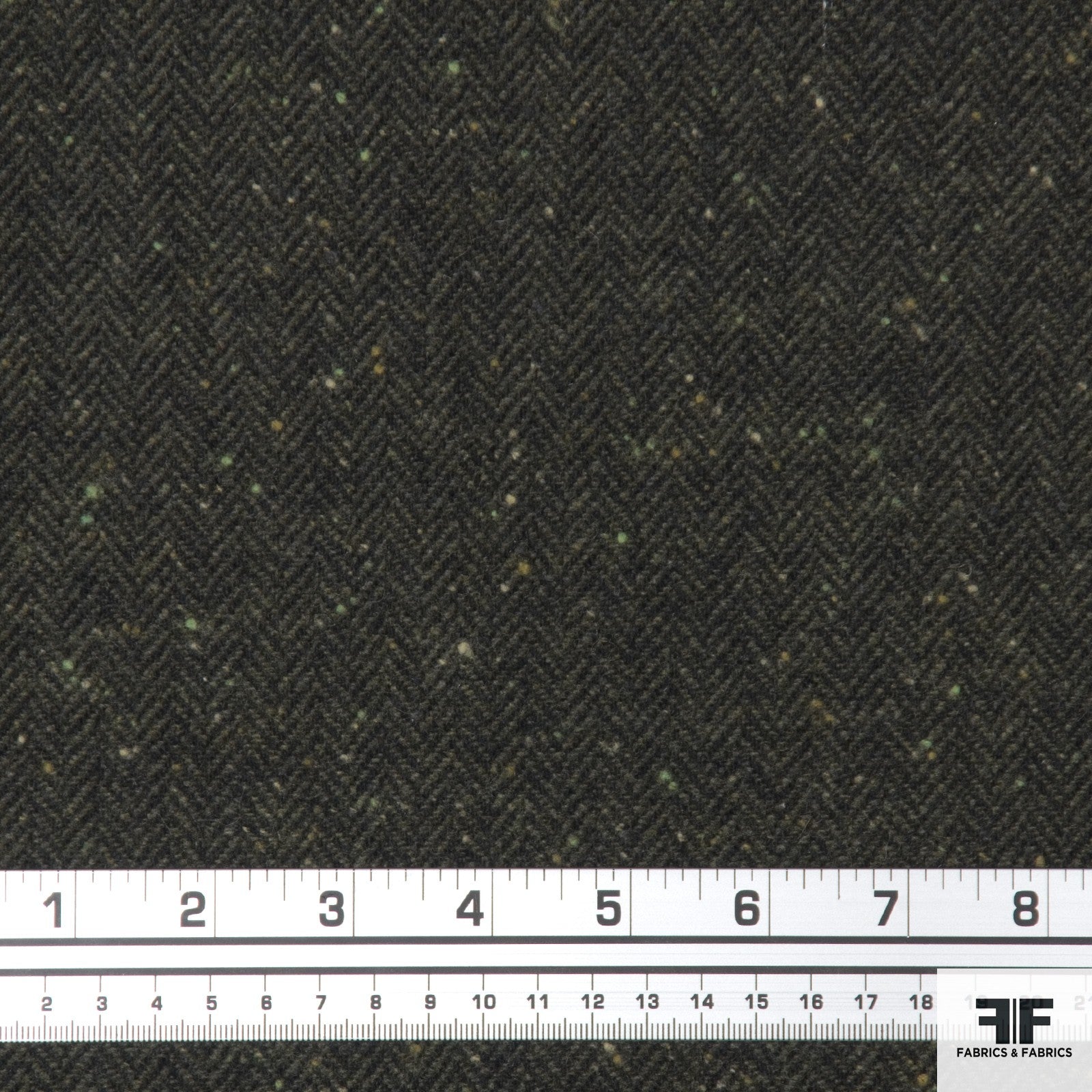 Herringbone Wool Suiting - Green/Black