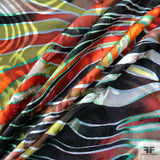 Zebra Burnout Chiffon - Red/Black/Green