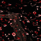 Floral Embroidered Velvet - Black/Red