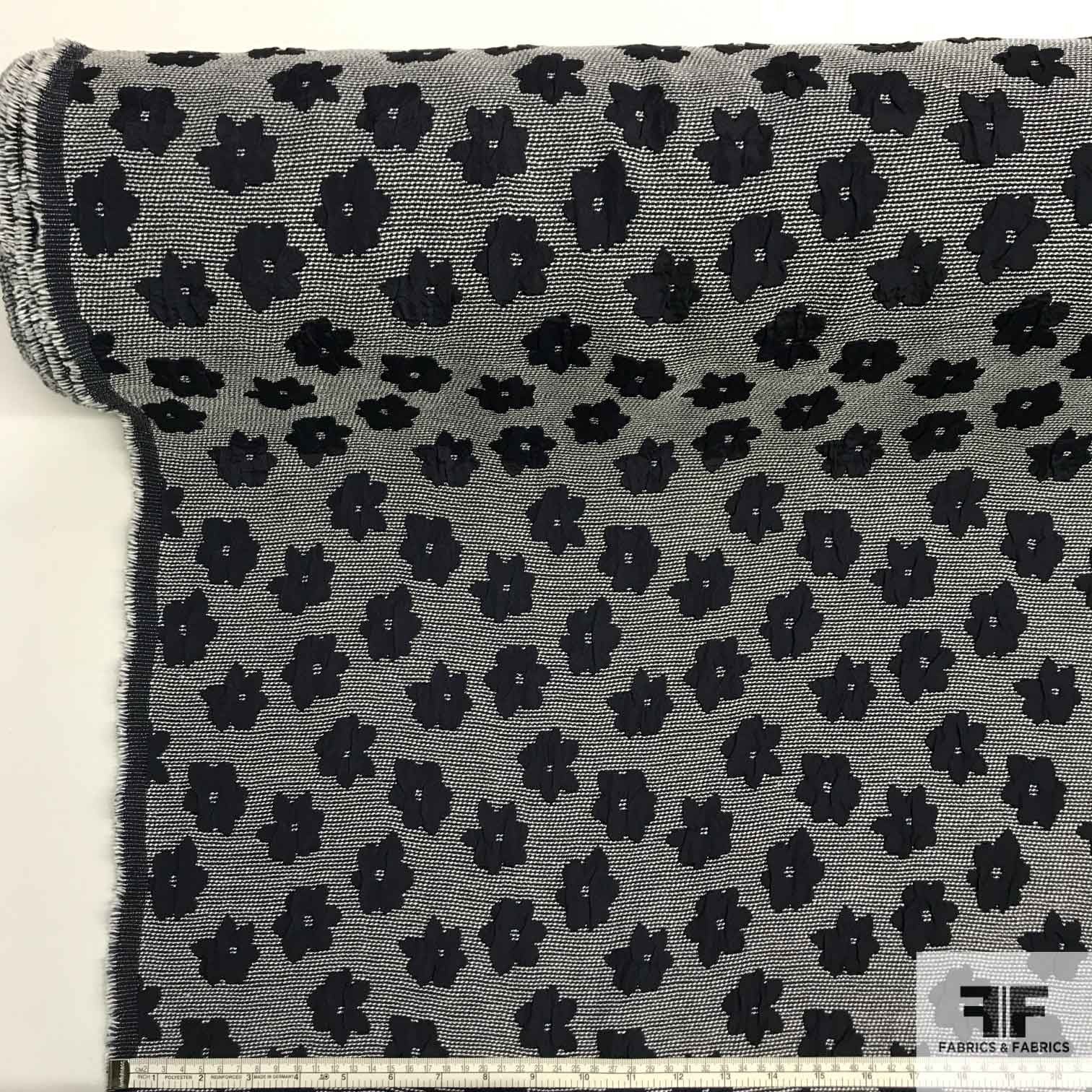 Floral Brocade - Navy/White - Fabrics & Fabrics NY