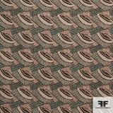 Abstract Geometric Wool Crepe - Green/Maroon/Cream