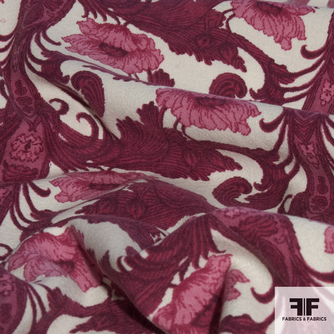 Floral Wool Crepe - Fuchsia/Pink/Cream