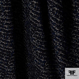 Striped Woven Brocade - Black/White/Blue