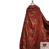 Floral Metallic Brocade fabric in Red/Gold