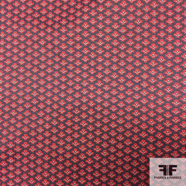 Double-sided Geometric Brocade - Red/Black/White - Fabrics & Fabrics NY