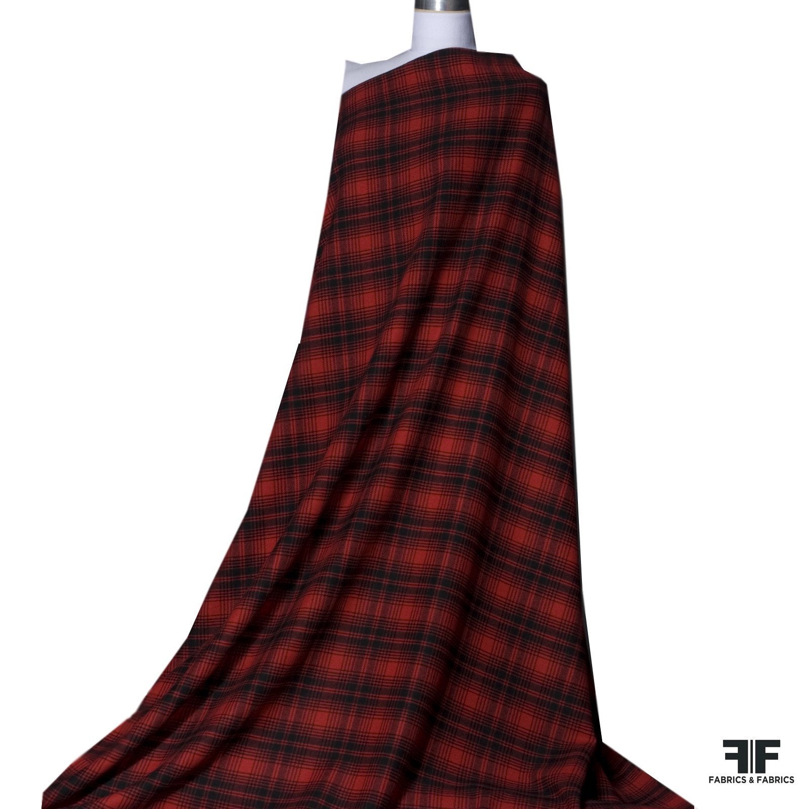 Plaid Double-Faced Wool/Cashmere Coating - Red/Black