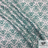 Damask Brocade- Green/White - Fabrics & Fabrics NY