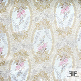 Floral Printed Silk Chiffon - Yellow/Beige