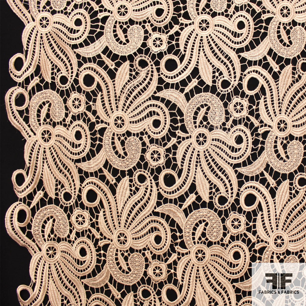 Beige Abstract Floral Guipure Lace - Fabrics & Fabrics