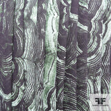 Abstract Printed Silk Chiffon - Black/Green - Fabrics & Fabrics NY