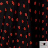 Polka Dot Printed Silk Georgette - Black/Red