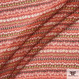 Floral Striped Crinkle Chiffon - Red