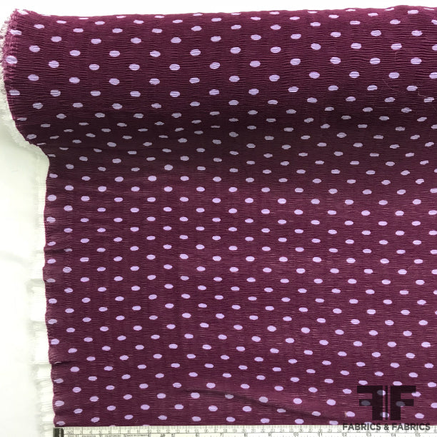 Purple/White Novelty Polka Dot Pleated Silk Chiffon - Fabrics & Fabrics