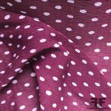 Novelty  Polka Dot Pleated Silk Chiffon - Purple/White