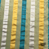 Italian Multicolor Striped Yarn Dyed Silk Satin/Taffeta - Green - Fabrics & Fabrics
