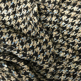 Italian Houndstooth Cotton Suiting - Black/Brown/Blue