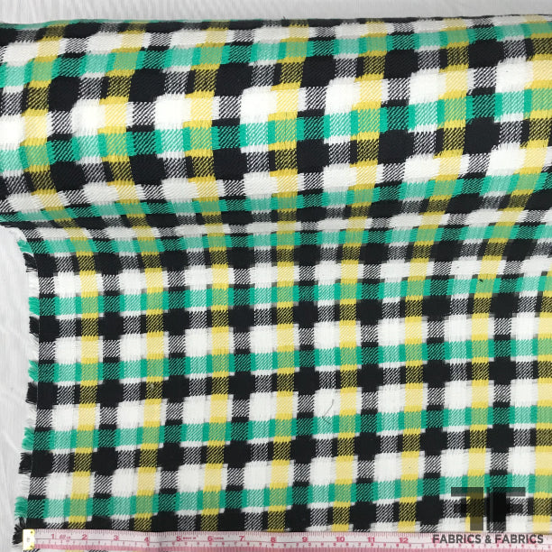 Novelty Italian Plaid Cotton Suiting - Green/Yellow