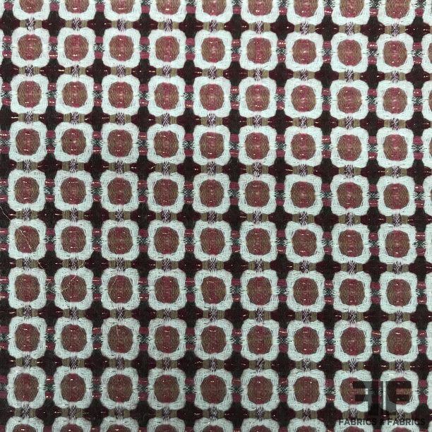 Geometric Wool Tweed - Maroon/Pink - Fabrics & Fabrics