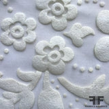 Floral Motif Flocked Tulle - White